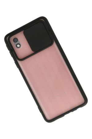 Samsung Galaxy A01 Core Kılıf Palm Buzlu Kamera Sürgülü Silikon - Siyah