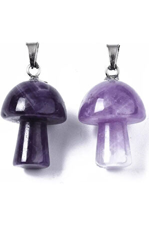 Sertifikalı Mantar Model Ametist Taşı Kolye (Gümüş Aparatlı)