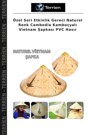 Özel Seri Etkinlik Gereci Naturel Renk Cambodia Kamboçyalı Vietnam Şapkası PVC Hasır
