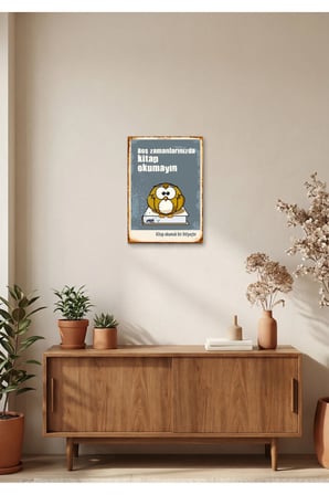 Boş Zamanlarınızda Kitap Okumayın Retro Tablo – Eğlenceli Kitap Temalı Dekoratif Poster | Ahşap & Metal Duvar Tablosu