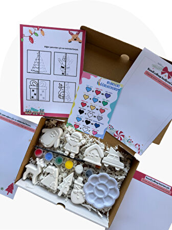 Çocuklar için Christmas Taş Boyama Seti – Yılbaşı Özel Yaratıcılık & Görev Kartlarıyla