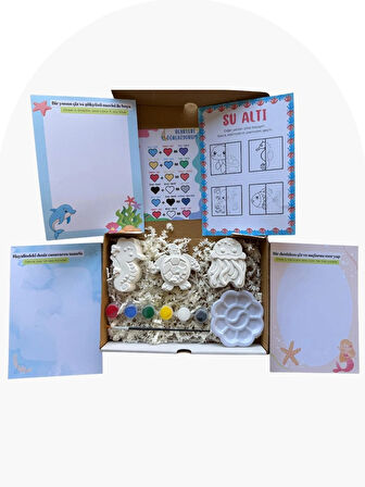 Çocuklar için Su Altı Temalı Taş Boyama Seti – Görev Kartlı Yaratıcılık Kiti