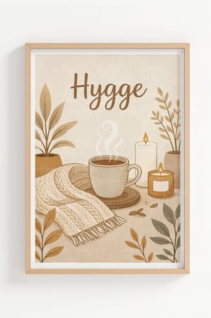 Hygge Kış Teması 2’li Ahşap Çerçeveli Tablo Seti