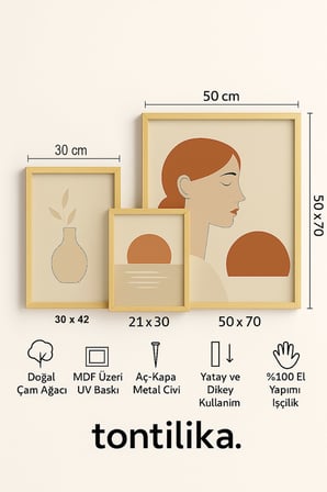 Modern Botanik Dokunuşlar 2’li Ahşap Çerçeveli Tablo Seti