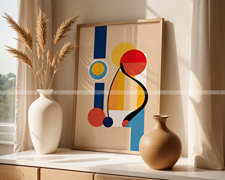 Tontilika Soyut Sanat 3 Parçalı Ahşap Çerçeveli Tablo Seti - Modern Minimalist Tasarım