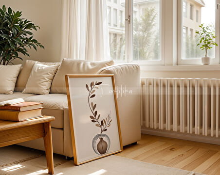 Minimal Doğal Motifli 3'lü Ahşap Çerçeveli Tablo Seti 30x42