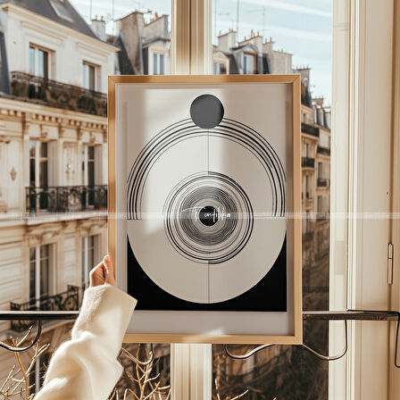 Minimalist Çizgisel Sanat 3'lü Ahşap Çerçeveli Tablo Seti 30x42