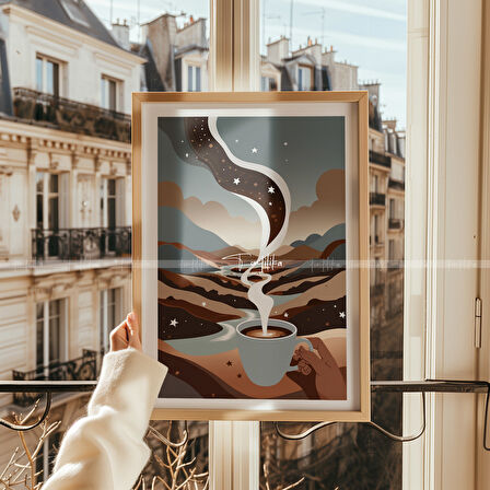Kahve ve Doğa Temalı 3'lü Ahşap Çerçeveli Tablo Seti-30x42