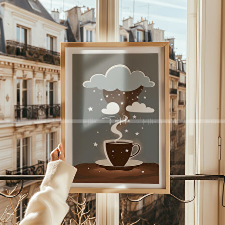 Kahve ve Doğa Temalı 3'lü Ahşap Çerçeveli Tablo Seti-30x42