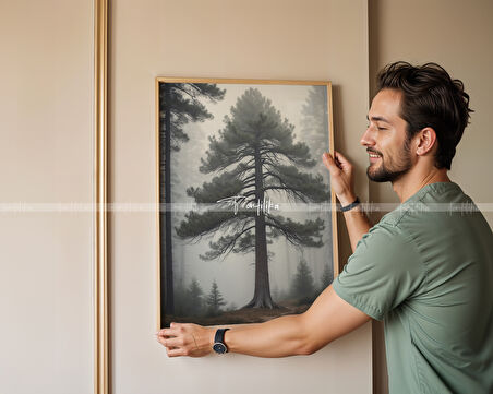 Doğanın Huzuru Temalı 3'lü Ahşap Çerçeveli Tablo Seti-30x42