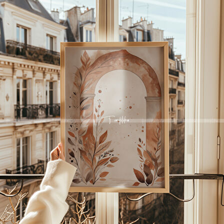 Bohem Ay ve Güneş Temalı 3'lü Ahşap Çerçeveli Tablo Seti 30x42