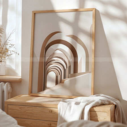 Minimalist Mimari 3 Parçalı Ahşap Çerçeveli Tablo Seti - Sade ve Şık Tasarım-30x42