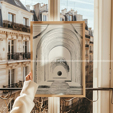 Geometrik Sanat 3 Parçalı Ahşap Çerçeveli Tablo Seti-2