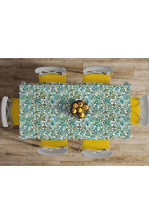 Blue Elephant Masa Örtüsü - ( Fil Desenli, Ince Keten, Uluslararası Yıkama Ve Solmama Sertifikası)