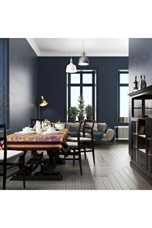 Mor Damask Desen Masa Örtüsü - (ince Keten, Uluslararası Yıkama Ve Solmama Sertifikası)