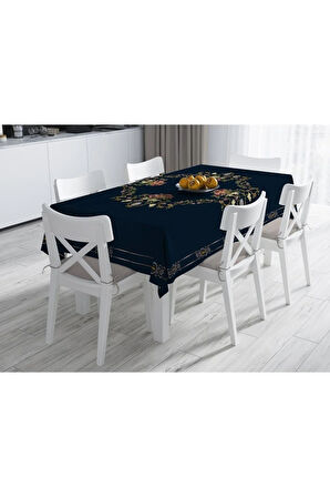 Flower Framed Masa Örtüsü - (Çiçek Çerçeveli, Ince Keten Uluslararası Yıkama Ve Solmama Sertifikası)