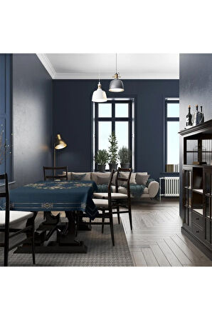 Flower Framed Masa Örtüsü - (Çiçek Çerçeveli, Ince Keten Uluslararası Yıkama Ve Solmama Sertifikası)