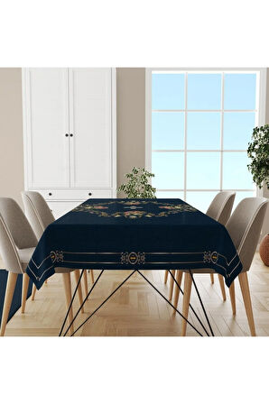 Flower Framed Masa Örtüsü - (Çiçek Çerçeveli, Ince Keten Uluslararası Yıkama Ve Solmama Sertifikası)