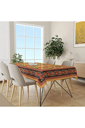Orange Daisy Flowers Masa Örtüsü - (ince Keten, Uluslararası Yıkama Ve Solmama Sertifikası)