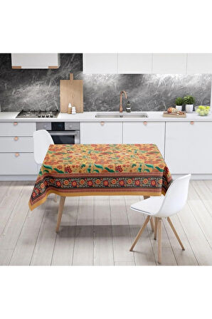 Orange Daisy Flowers Masa Örtüsü - (ince Keten, Uluslararası Yıkama Ve Solmama Sertifikası)