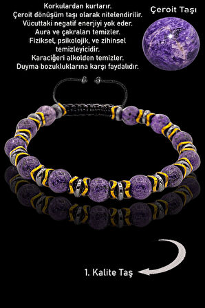 Sertifikalı AAA+ Gold - Hematit Aparatlı Çeroit Taşı Bileklik