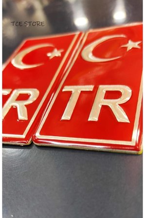 Plaka Tr Kırmızı Kabartmalı 2 Adet Kendinden Yapışkanlı Türk