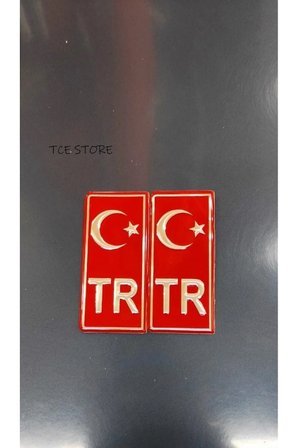 Plaka Tr Kırmızı Kabartmalı 2 Adet Kendinden Yapışkanlı Türk