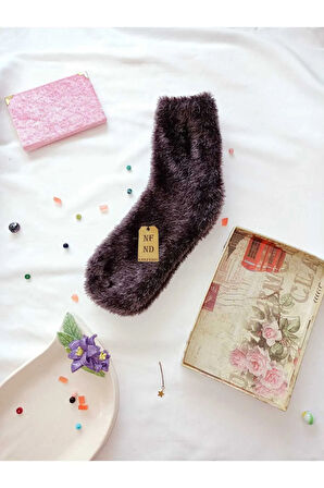 2 ÇİFT TÜYLÜ KIŞLIK TERMAL PATİK DİKİŞSİZ ÇORAP ERKEK KADIN EV-PARTİ ÇORABI GÜLKURUSU FÜME 36-41.