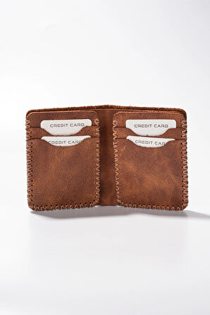 Gaia El Yapımı Hakiki Deri Para Bölmeli Kartlık Unisex Kadın Erkek Cüzdan