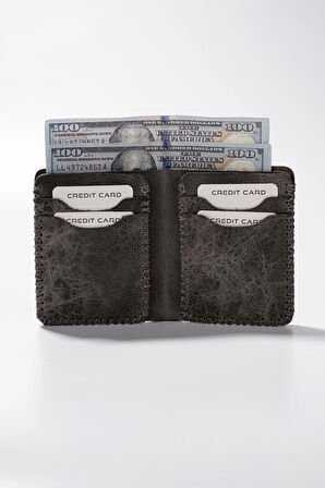 Gaia El Yapımı Hakiki Deri Para Bölmeli Kartlık Unisex Kadın Erkek Cüzdan