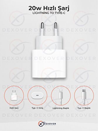 20w Apple Iphone Tüm Modelleri Ile Uyumlu Type-C Şarj Başlığı ve Lightning Kablo