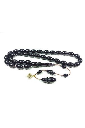 İskeçeli Cemil Usta İşi İmzalı İnci Siyahı Sıkma Kehribar Sertifikalı No 3844