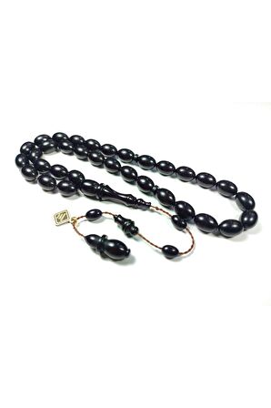 İskeçeli Cemil Usta İşi İmzalı İnci Siyahı Sıkma Kehribar Sertifikalı No 3844