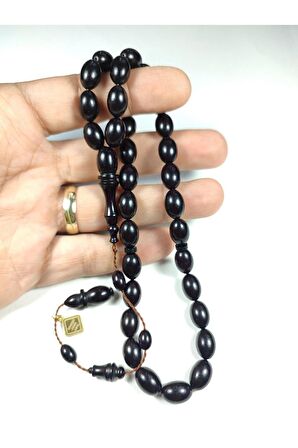 İskeçeli Cemil Usta İşi İmzalı İnci Siyahı Sıkma Kehribar Sertifikalı No 3844