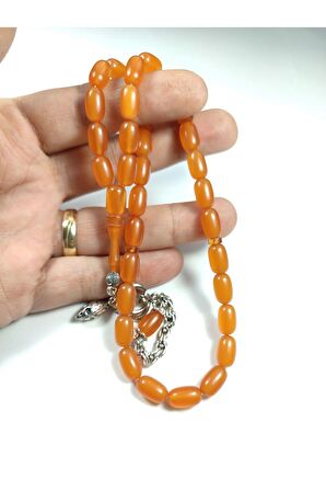 Ayyıldız Gümüş Kaplama Püskül Kombinli Sıkma Kehribar Sertifikalı No 3803