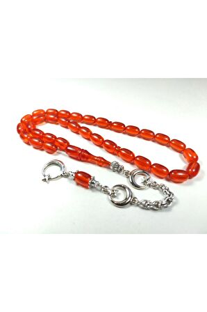 Ayyıldız Gümüş Kaplama Püskül Kombinli Ateş-i Kehribar Sertifikalı No 3800