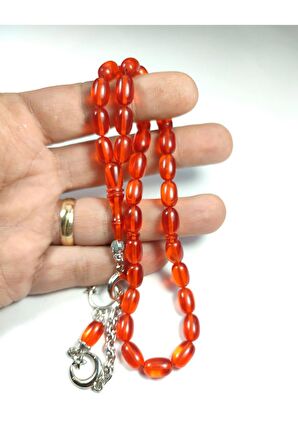 Ayyıldız Gümüş Kaplama Püskül Kombinli Ateş-i Kehribar Sertifikalı No 3800