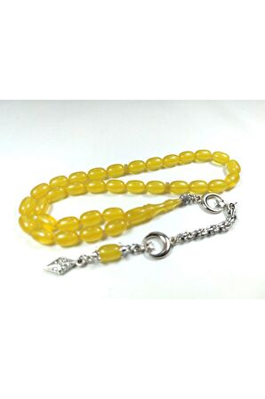 Ayyıldız Gümüş Kaplama Püskül Kombinli Sıkma Kehribar Sertifikalı No 3796