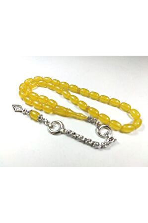 Ayyıldız Gümüş Kaplama Püskül Kombinli Sıkma Kehribar Sertifikalı No 3796