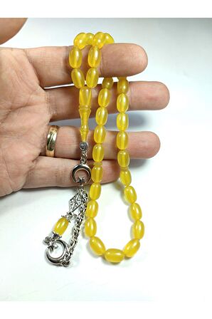 Ayyıldız Gümüş Kaplama Püskül Kombinli Sıkma Kehribar Sertifikalı No 3796