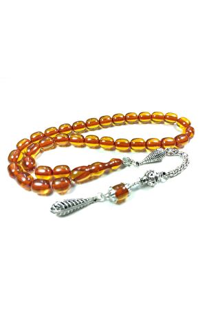 Ayyıldız Gümüş Kaplama Püskül Kombinli Sıkma Kehribar Sertifikalı No 3795