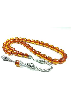 Ayyıldız Gümüş Kaplama Püskül Kombinli Sıkma Kehribar Sertifikalı No 3795