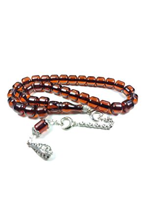 Ayyıldız Gümüş Kaplama Püskül Kombinli Sıkma Kehribar Sertifikalı No 3793