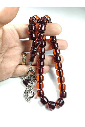 Ayyıldız Gümüş Kaplama Püskül Kombinli Sıkma Kehribar Sertifikalı No 3793