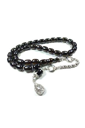 Ayyıldız Gümüş Kaplama Püskül Kombinli Sıkma Kehribar Sertifikalı No 3791