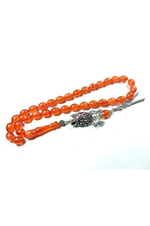 Kurt Başlı Alman Gümüş Püskül Kombinli Sıkma Kehribar Sertifikalı No 3302