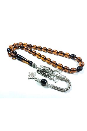 Kurt Başlı Alman Gümüş Püskül Kombinli Sıkma Kehribar Sertifikalı No 3307