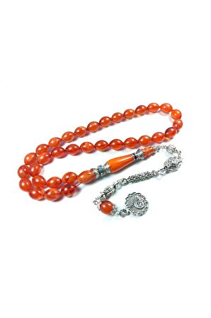 Alman Gümüş Püskül Kombinli Gümüş Nakkaş Imame Sıkma Kehribar Sertifikalı