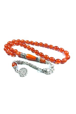 Alman Gümüş Püskül Kombinli Gümüş Nakkaş Imame Sıkma Kehribar Sertifikalı