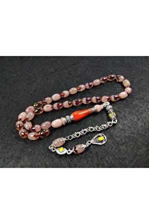 Alman Gümüş Püskül Kombinli Gümüş Nakkaş Imame Sıkma Kehribar Sertifikalı